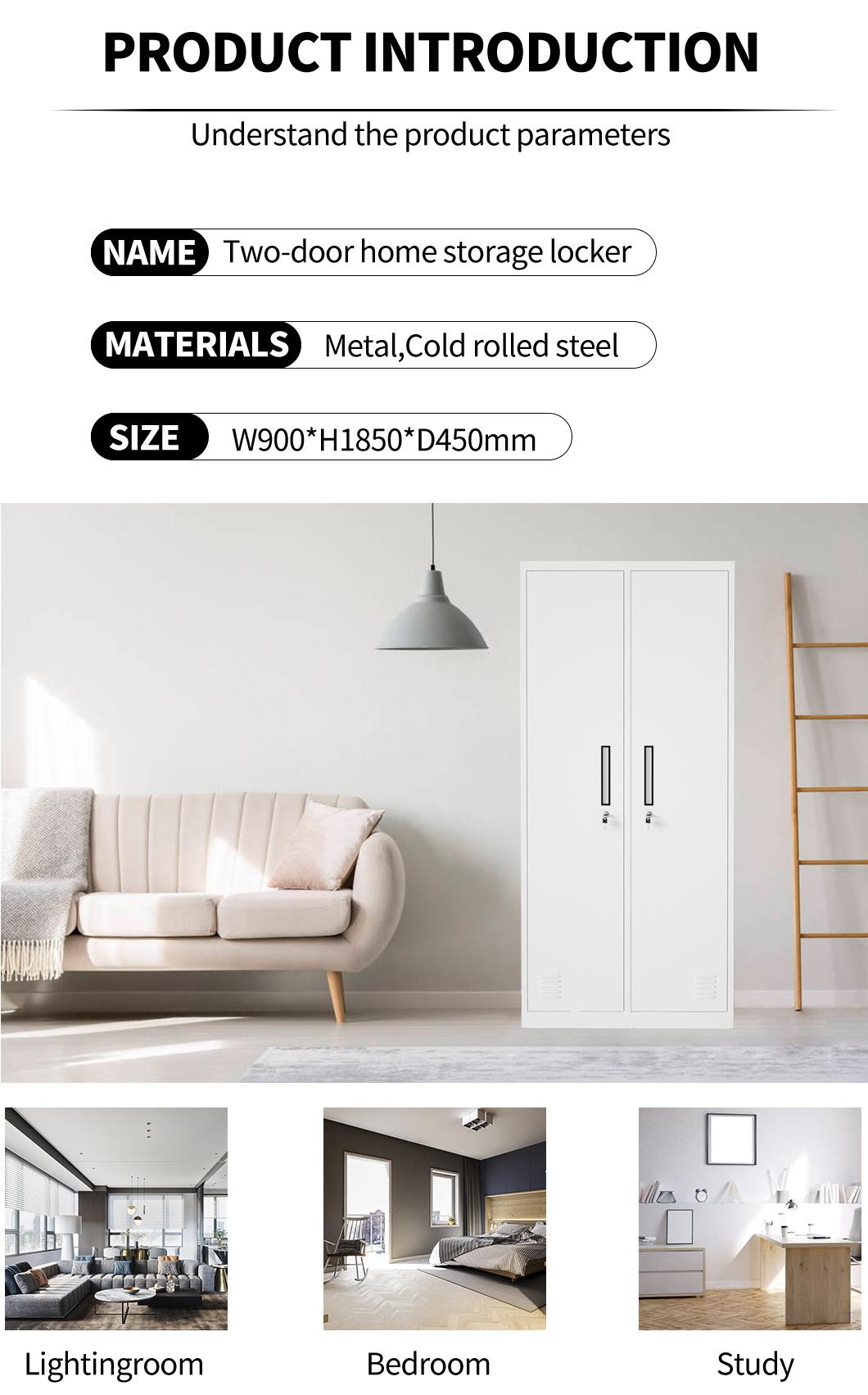 Steel Clothes Hanging Wardrobes 2 Door Clothes Storage Closet Metal Locker Wardrobe Cabinet