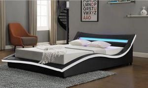 Modern Luxury Faux Leather Bed Witn LED Light Hot Sale European PU Bed