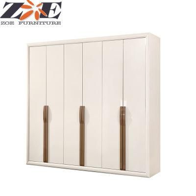 Modern MDF Bedroom Six Door Wardrobe with High Gloss PU Painting