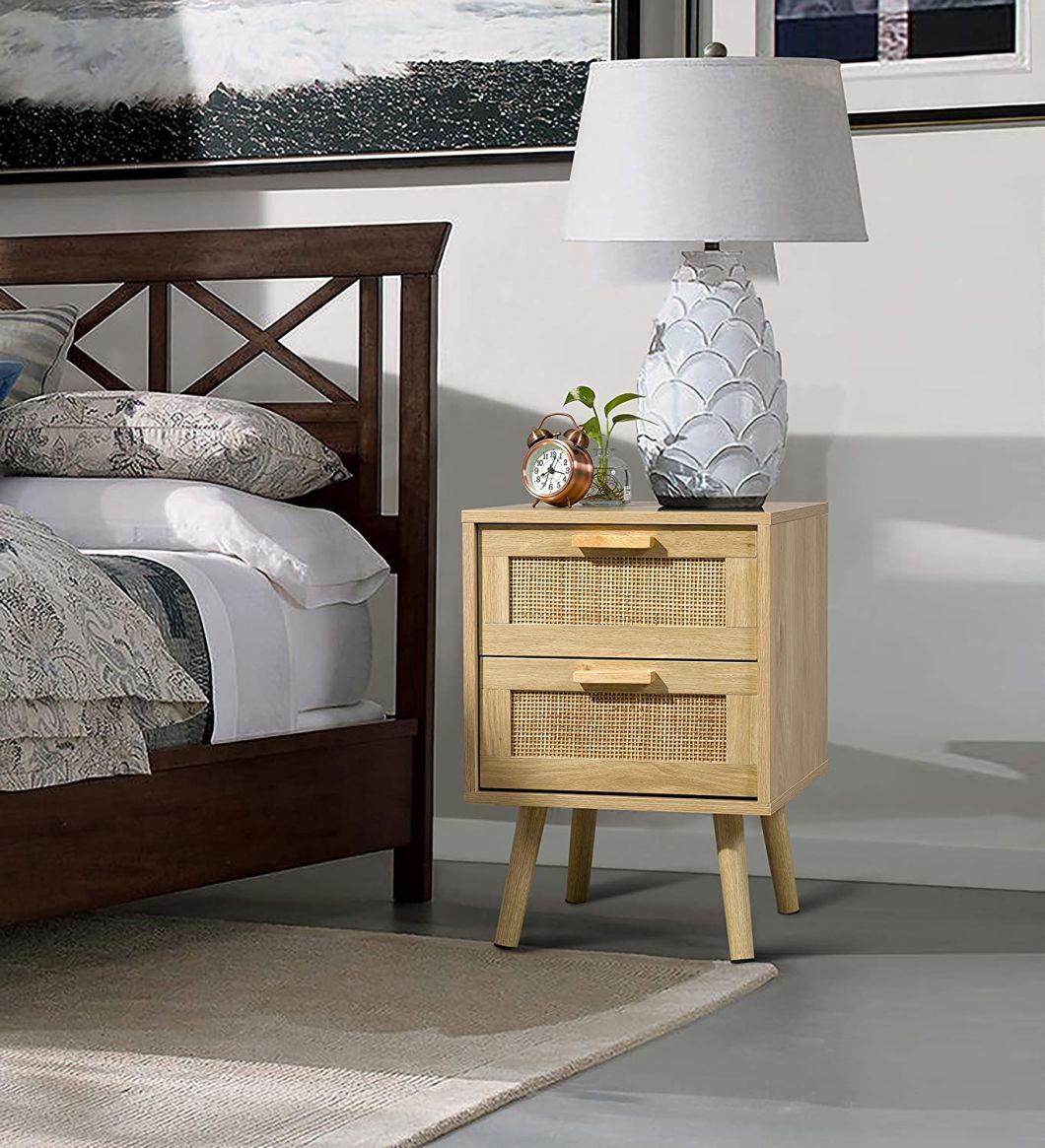 Hot Selling Rattan Bedside Table End Table Nightstand for Living Room Bedroom