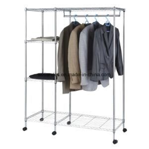 Hot Sale Portable Chrome Bedroom Wardrobe Rack with Wheels