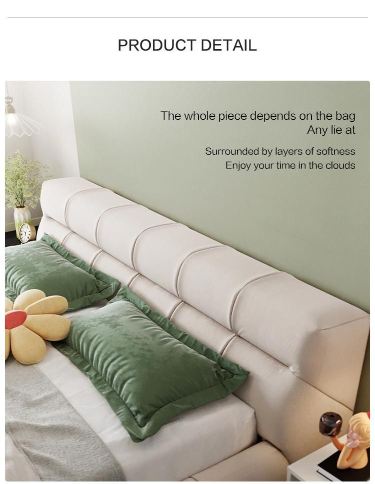 Linsy Simple Fashion Fabric Couch Bed Headboard Modern King Size Double Bed Ls662RC2
