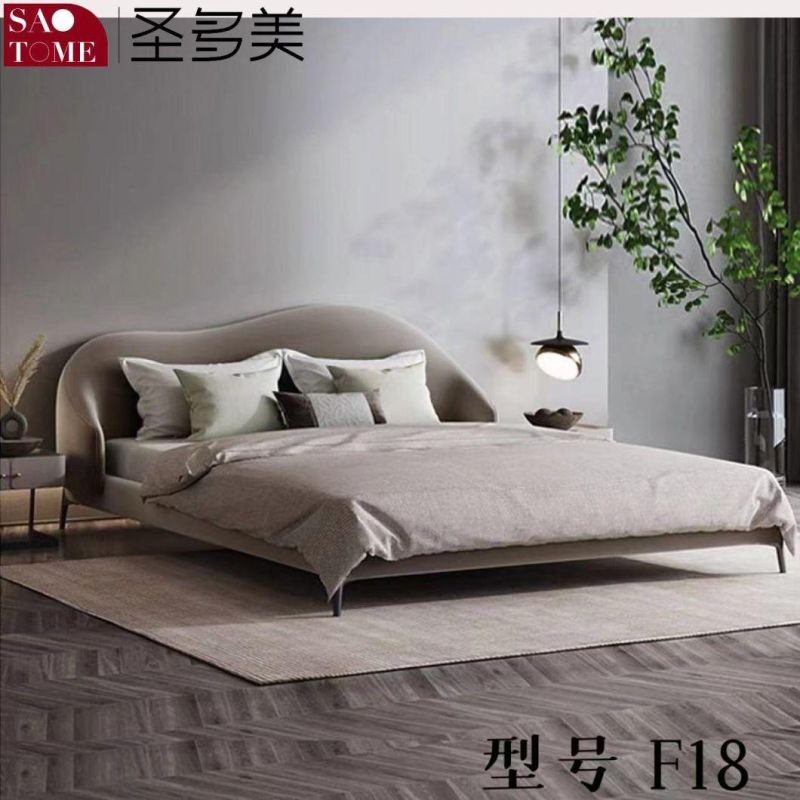 Modern Luxury Cloud Style Metal Steel Wood Solid Wood Bed Frame Bedroom Furniture Double Bed