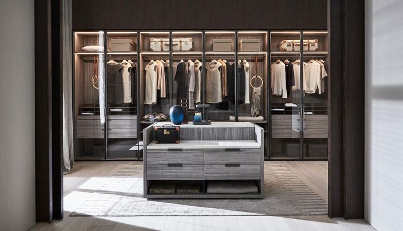 PA Wholesale Custom Made Italian Style Modern Bedroom Glass Wall Wardrobes Designs