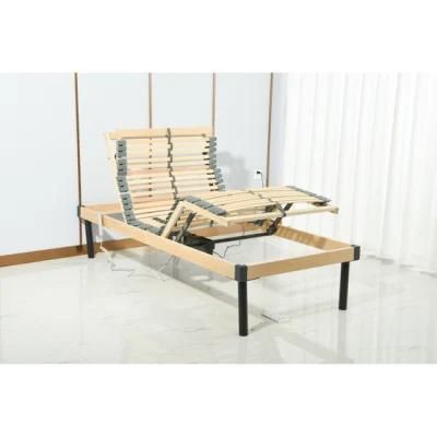 European Style Wood Slat Bed Adjustable Electric Bed Base Frame