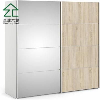 White Color Slingding Double Doors Wardrobe