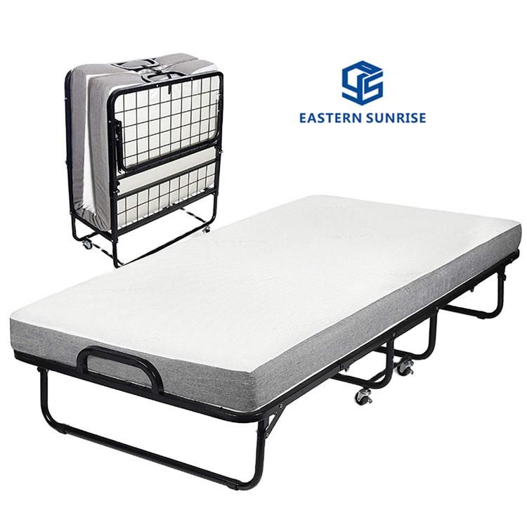 Hotel Standing Metal Rollaway Bed with Mattress Inside