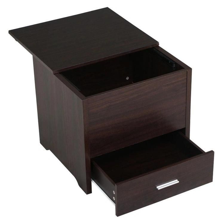 Black Wooden Nightstand with Two Drawers