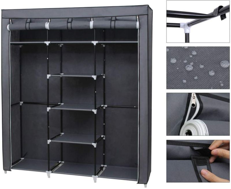Home Furniture Cloth Storage Baby Cabinets Folding Steel Individual Cheap Small Wardrobe