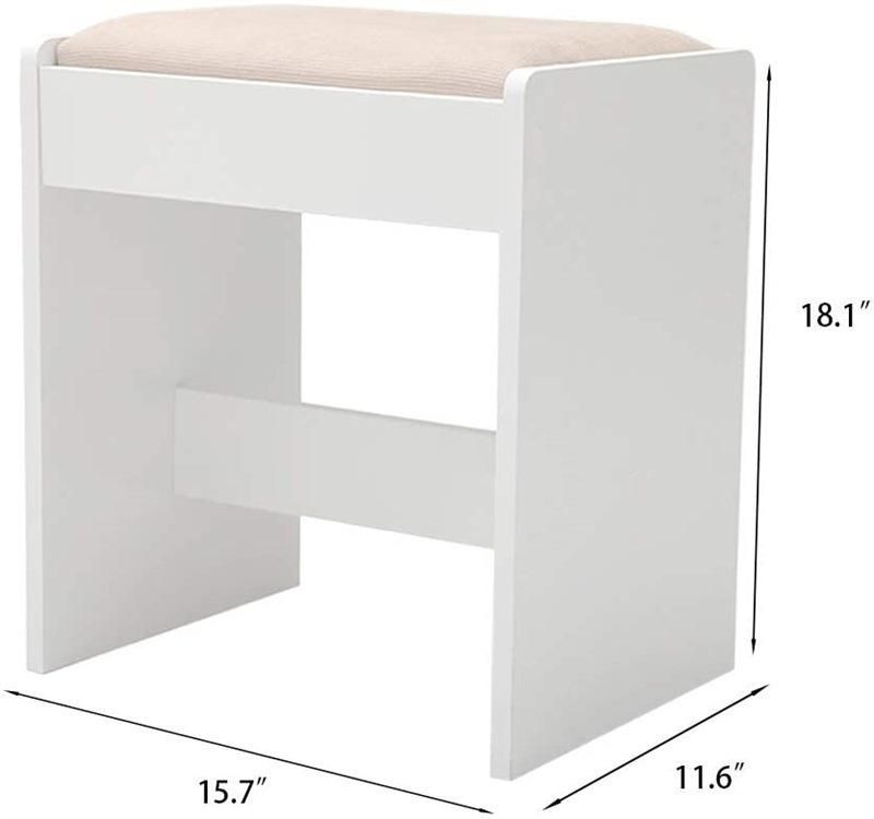 Vanity Table with Cushioned Stool for Bedroom, Bathroom, White