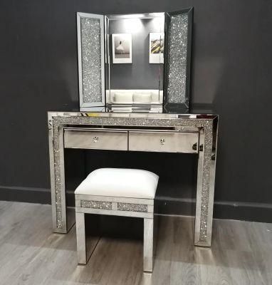 New Design Venetian Full Mirrored Round Dressing Table with Mirror