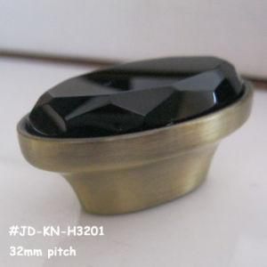 Black 32mm Pitch Glass Stone Bedroom Furniture Knob Antique Brass