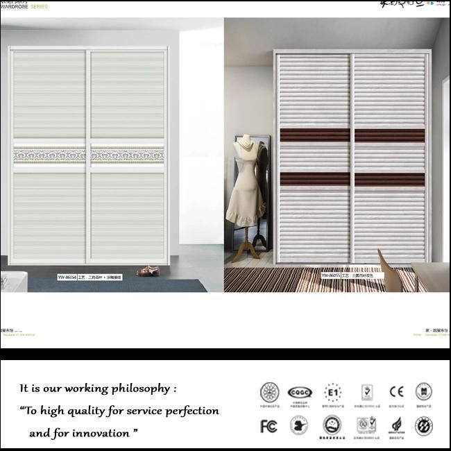 Oppein White Emboss Wood Bedroom Wardrobe