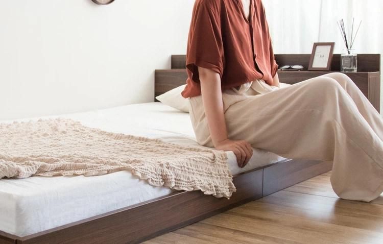 Japanese-Style Floor Bed with Bedside Table and Socket