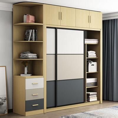 Modern Free Standing Big Sliding Door MDF Bedroom Wardrobe