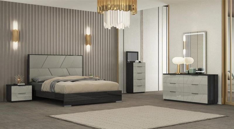 Nova Modern Bedroom Set in Grey Lacquer Finish Bedroom Series