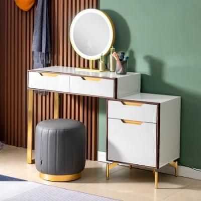 127303 Quanu Wooden Bedroom Luxury Luxurious Modern Light Makeup Table Dresser
