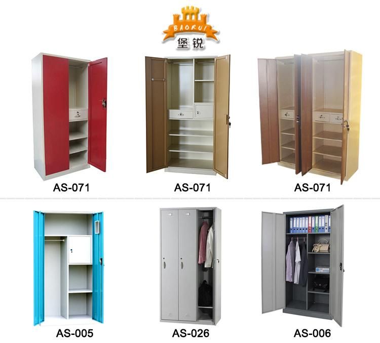 Promotion Sale 2 Door Steel Bedroom Wardrobe Design / Metal Clothes Cabinets Jas-005