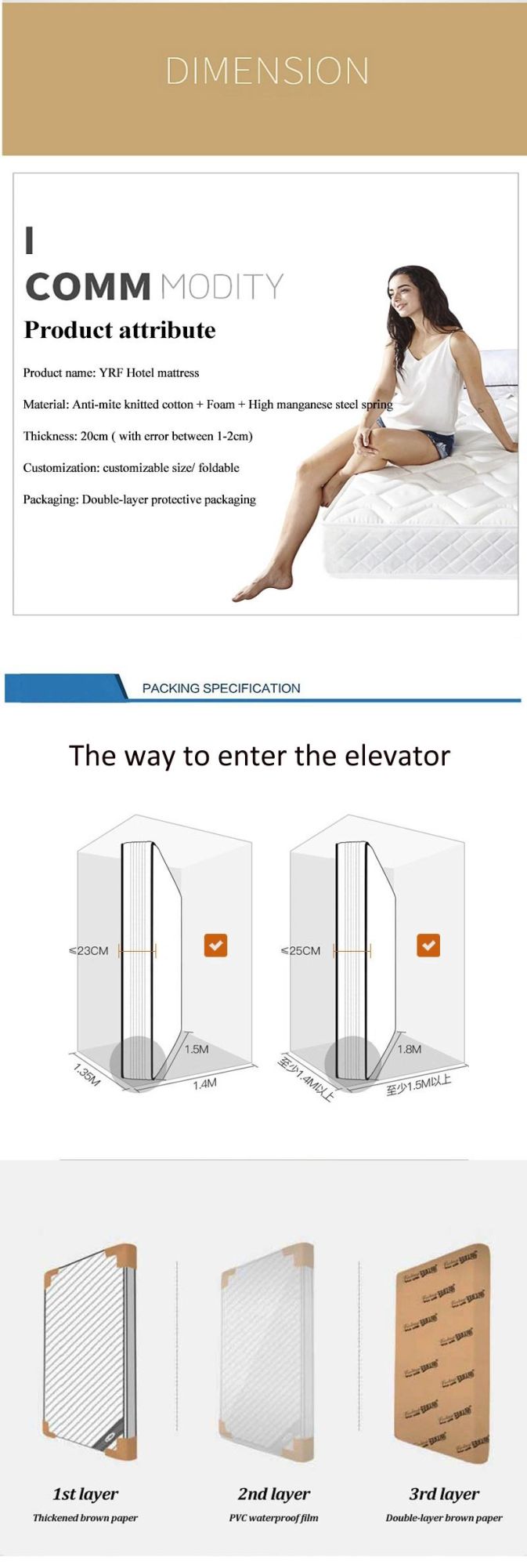 Wholesale Spring Five-Star Hotel Single Bed Mattress for Bedroom Set