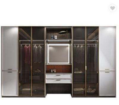 Oppein The Nordic High Gloss Wooden Set with Mirrors Luxury Modern Cabinet Clothes Closet Wooden Small Black Wardrobe