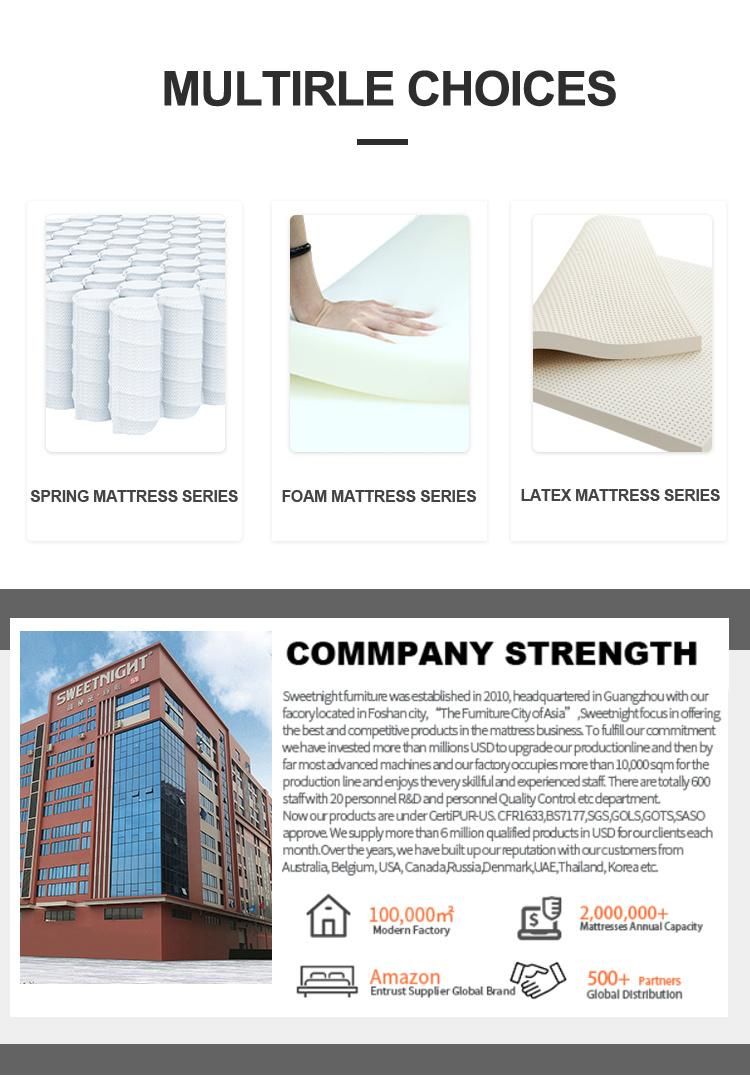High Quality Natural Latex Hotel Compressed Memory Foam Spring Mattress