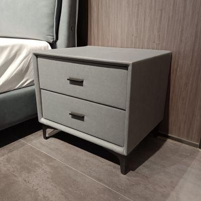 Simplicity Dark Grey Metal Foot Bedstand with 2 Layer Drawers
