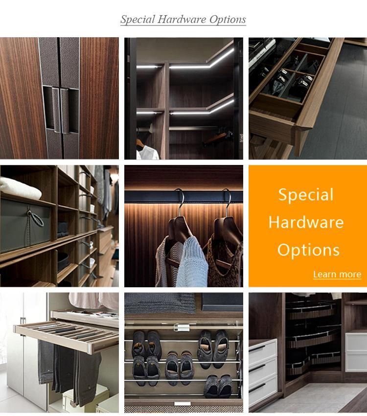 Cheap Price Custom Simple Design Bedroom Glass LED Aluminum Profiles Frames Clothes Wardrobe Modern Wooden Fitted Closet Almirah Wardrobes