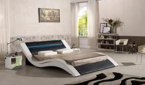 Modern European Faux Leather Bed with LED Light Hot Sale Leather Bed
