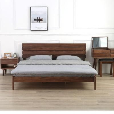 Nordic Simple Walnut and White Oak Wedding Bed 0013