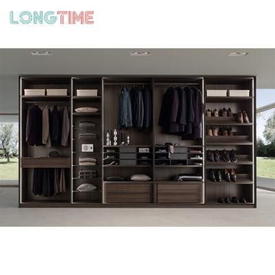 Modern Popular Style Elegant Living Room Furniture Wooden Material Clothes Sliding Aluminium Glass Wardrobe with Shoes Rack
