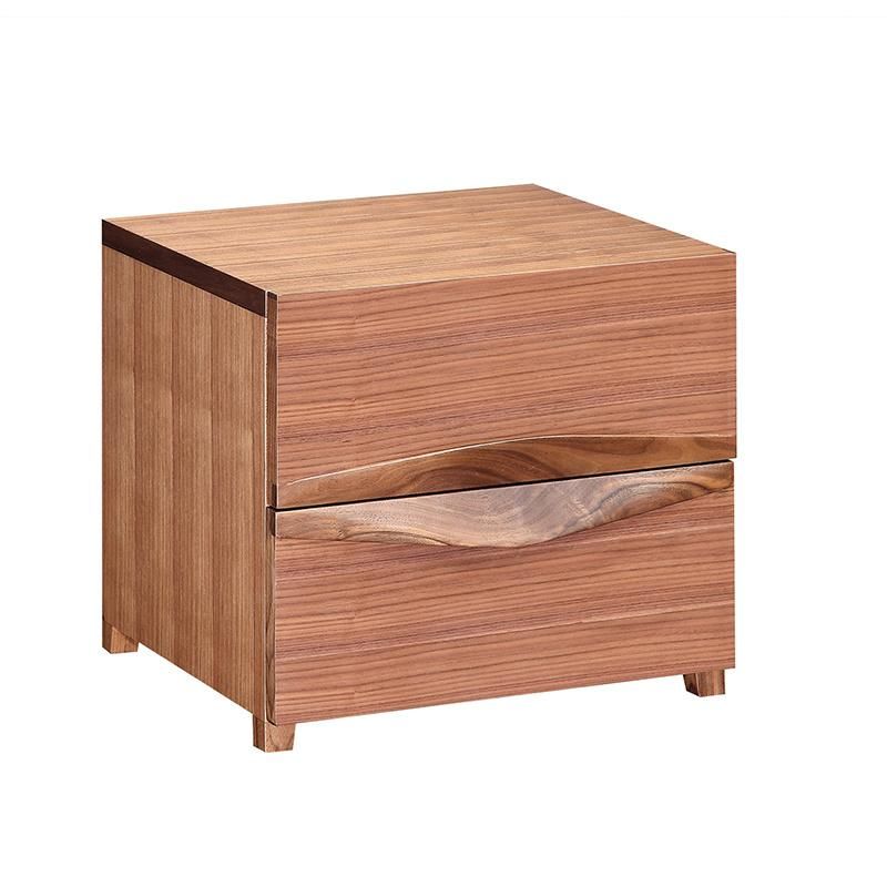 Foshan Factory Wholesale Modern Walnut Solid Wood Home Furniture Hotel Bedroom Bedside Nightstand Cabinet with Drawer