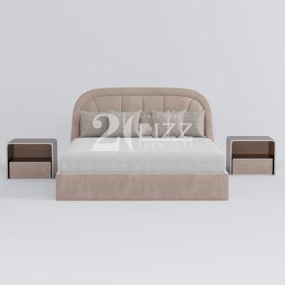 High Quality European Fabric Bed Furniture Modern Luxury Velvet Upholstered King Size Wood Bed