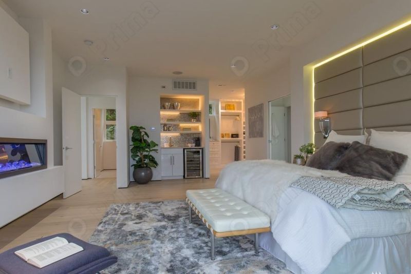 Glass Sliding Door MDF Wardrobe with Mirror and Drawers Closet