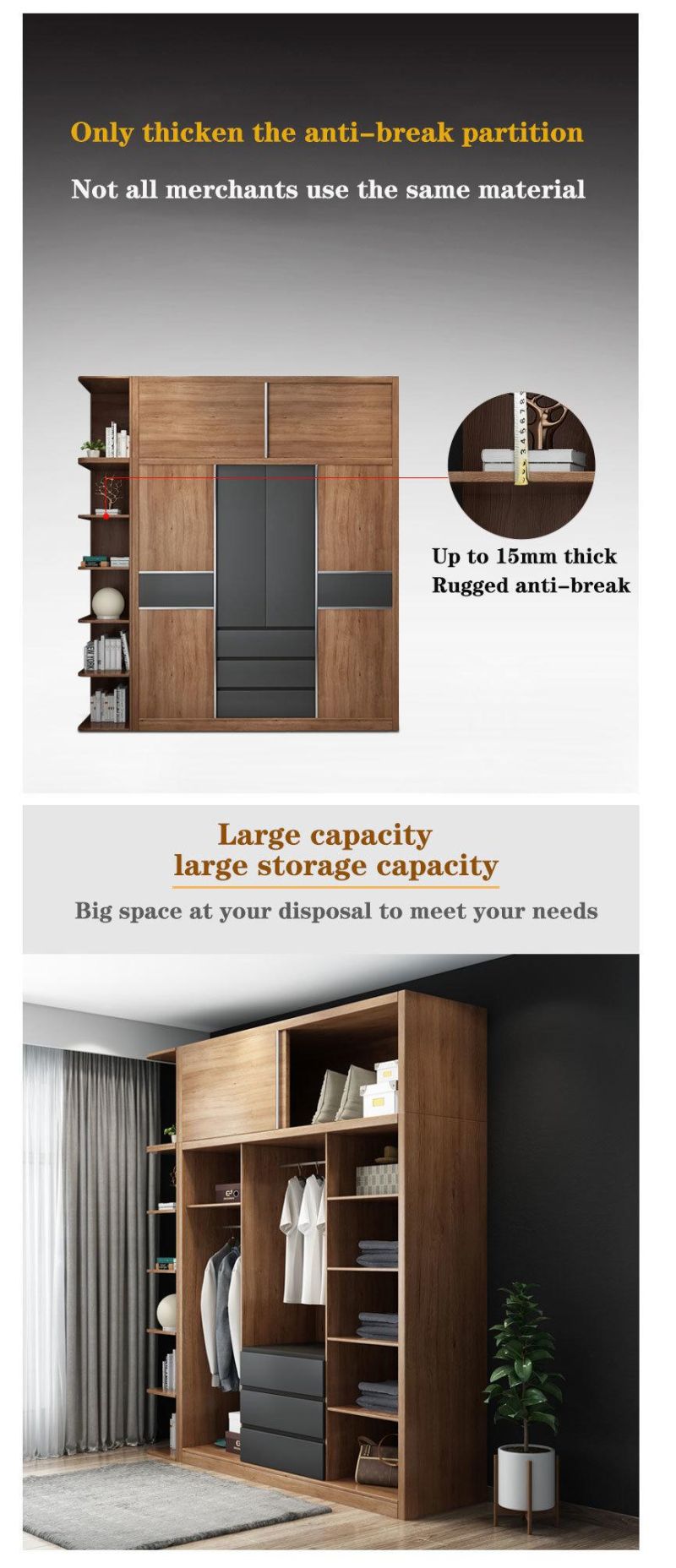 High Quality Modern MDF Design Dressing Chambre Wardrobe Cabinet