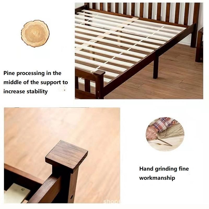 Modern Simple Bedroom Family Furniture Double Solid Wooden Vertical Bed