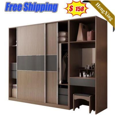 Made in China Modern Home Hotel Dressing Table Bedroom Queen Size Bed Furniture Set Closet Cabinet Wooden MDF Wardrobe