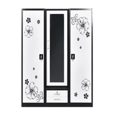 Home Office Clothes Wardrobe 3 Door Locker Dressing Mirror Wardrobe with Drawer
