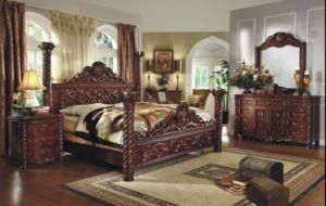 Luxury Antique Wooden Bedroom Furniture King Size Bed