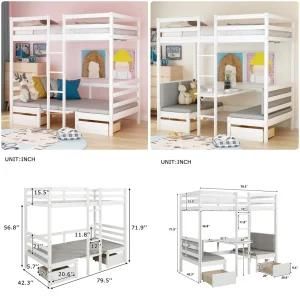 Elevated Bed with Ladder Lower Bed Can Be Converted Into Desk