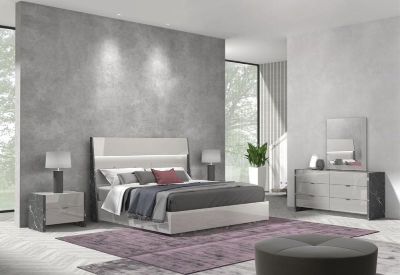 Nova 6PCS Kingsize Bedroom Set with Unique Black Spot Marble Surface