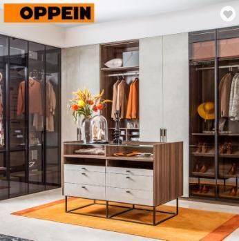 Oppein Open Wardrobe Design Glass Door L Shape Walk in Wardrobe