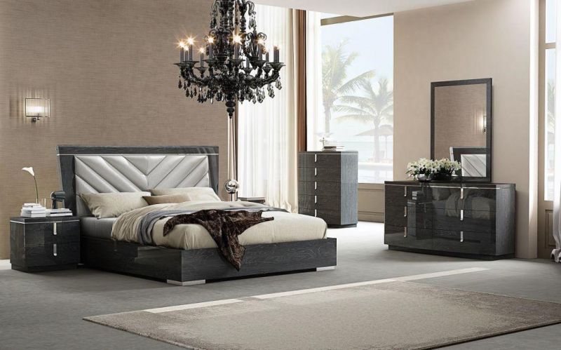 Nova Queen or King Size Beds High Gloss Bed with Black Lacquer