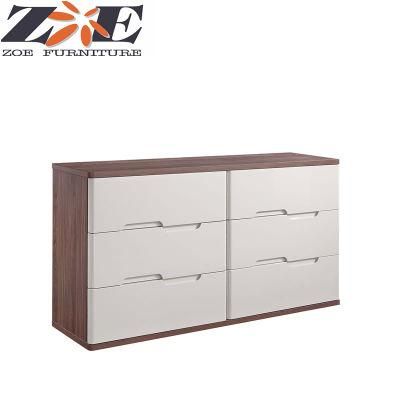 Modern MDF Walnut and Cream Bedroom Dresser