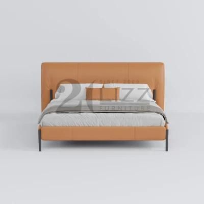 Factory High Quality Luxury Home Bedroom Furniture Modern Fabric King Size Bed with Stainless Steel Legs