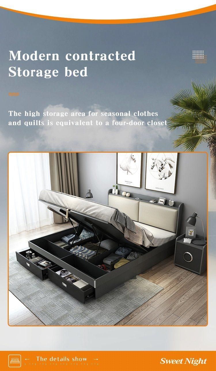 Modern Upholstered Furniture Murphy Luxury Storage Bed