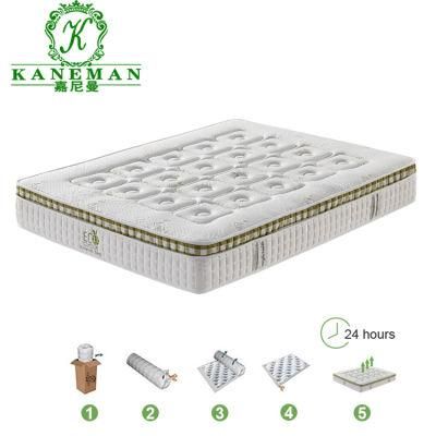 Pillow Top Bamboo Roll up Compress Memory Foam Pocket Spring Mattress Wholesale