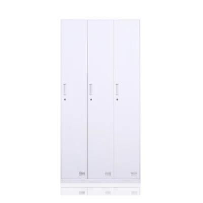 Home School Dormitory 3 Doors Steel Wardrobe Metal Clothes Cabinet