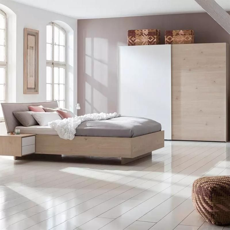 OEM/ODM Nordic Style Bedroom Furniture Set with Bed Night Stand Dresser Wardrobe