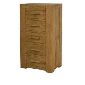 Solid Oak Wooden 5 Drawer Chest Cabinet with SGS