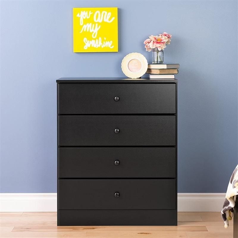 Black Wooden Cabinet with 4 Drawer Dresser